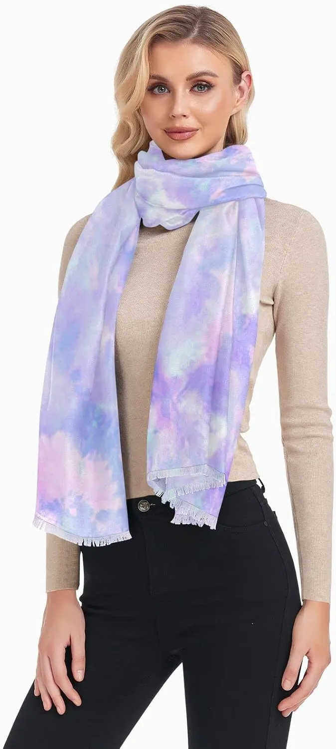 Oyihfvs Woman Long Linen Silk Scarf Soft Head Wrap Silk Shawl Stole Soft Neckerchief