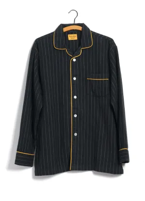 PAJAMA SUIT | Two Ply Oxford Weave | Black Pinstripe