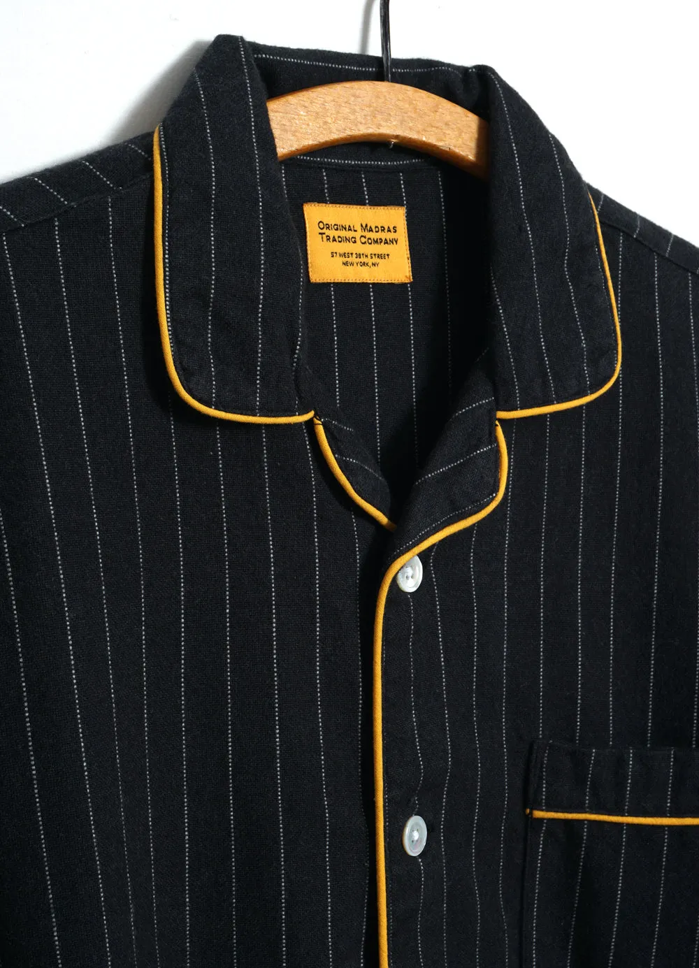 PAJAMA SUIT | Two Ply Oxford Weave | Black Pinstripe