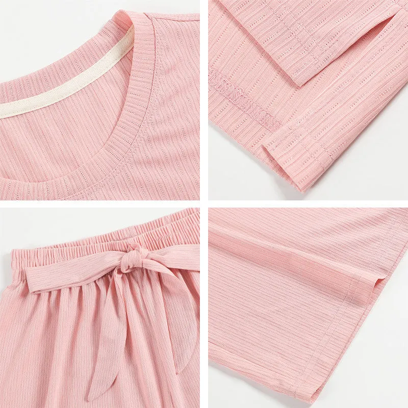 Pajamas Women Summer Silk Short Sleeve Student isn Korean Thin Loose Plus Size Home Outdoor Sleepwear