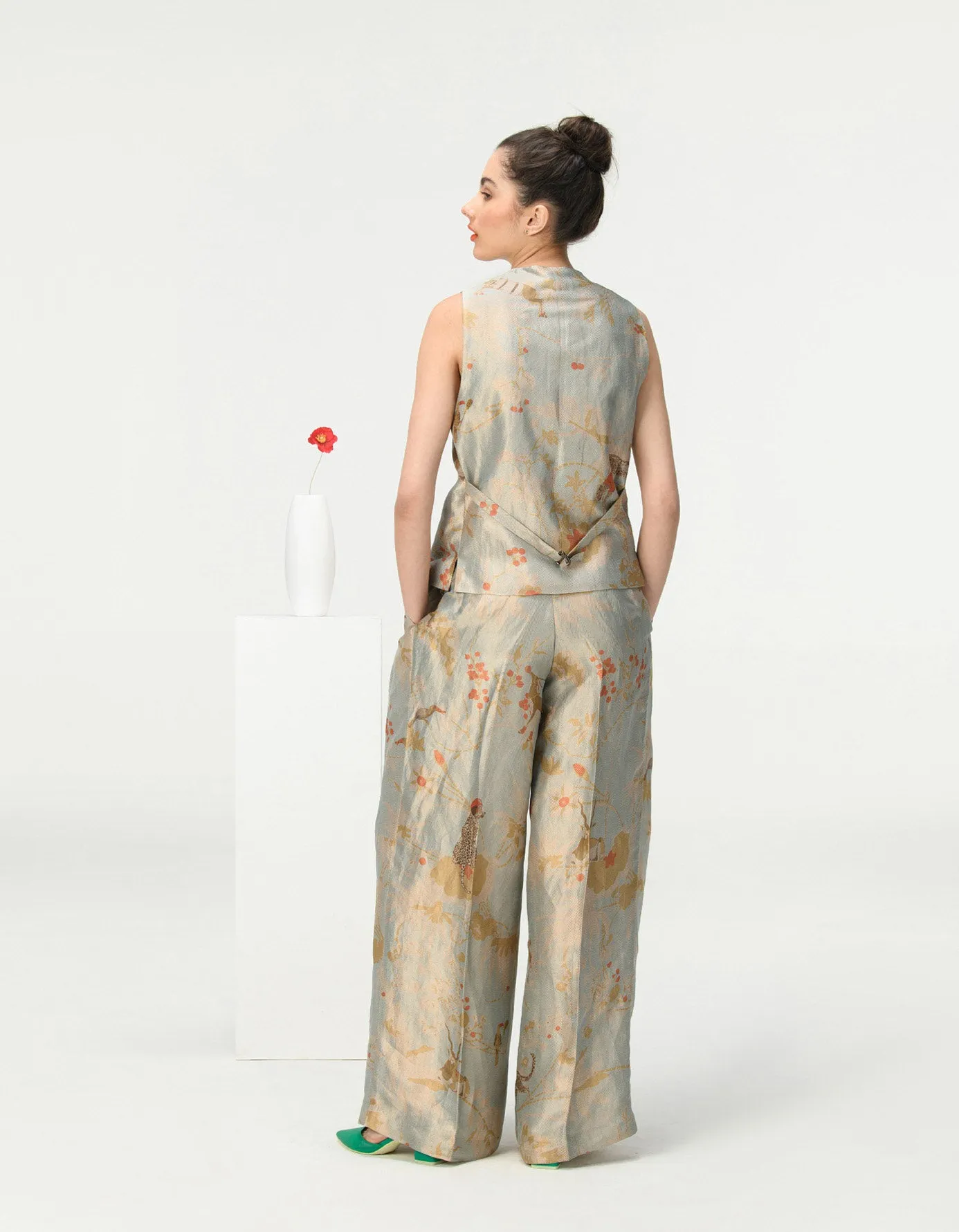 Palazzo Silk Brocade Ice Blue