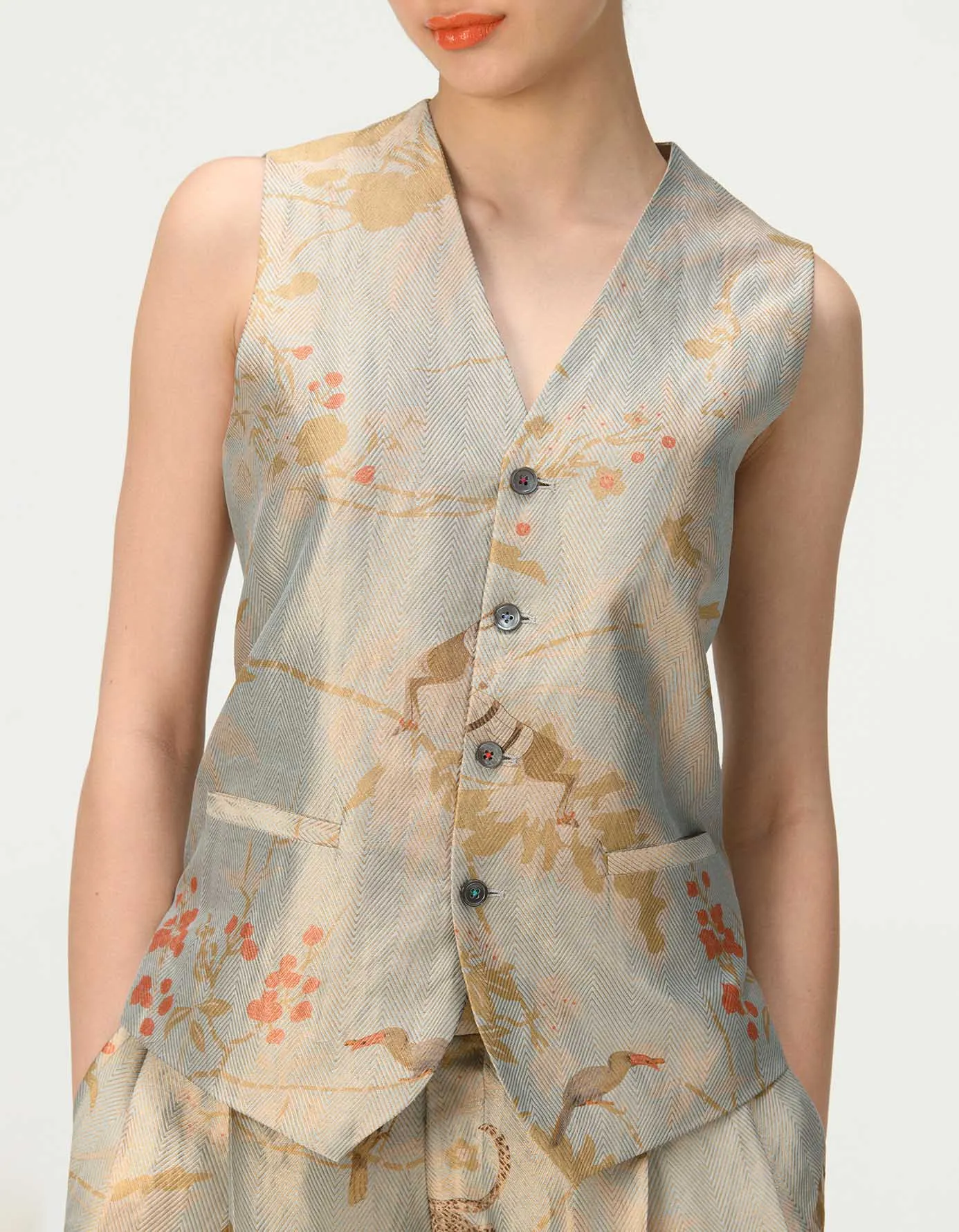 Palazzo Silk Brocade Ice Blue