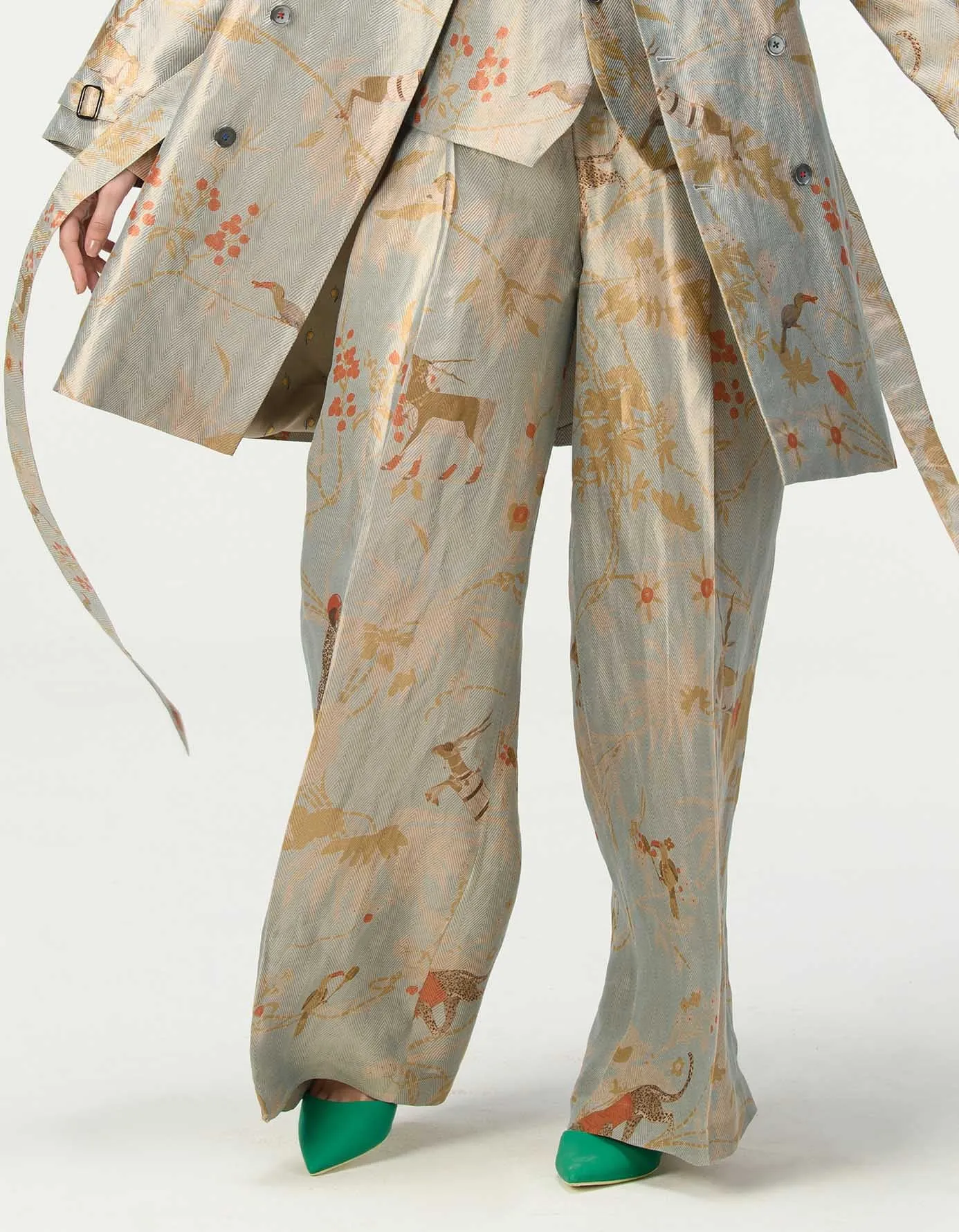 Palazzo Silk Brocade Ice Blue