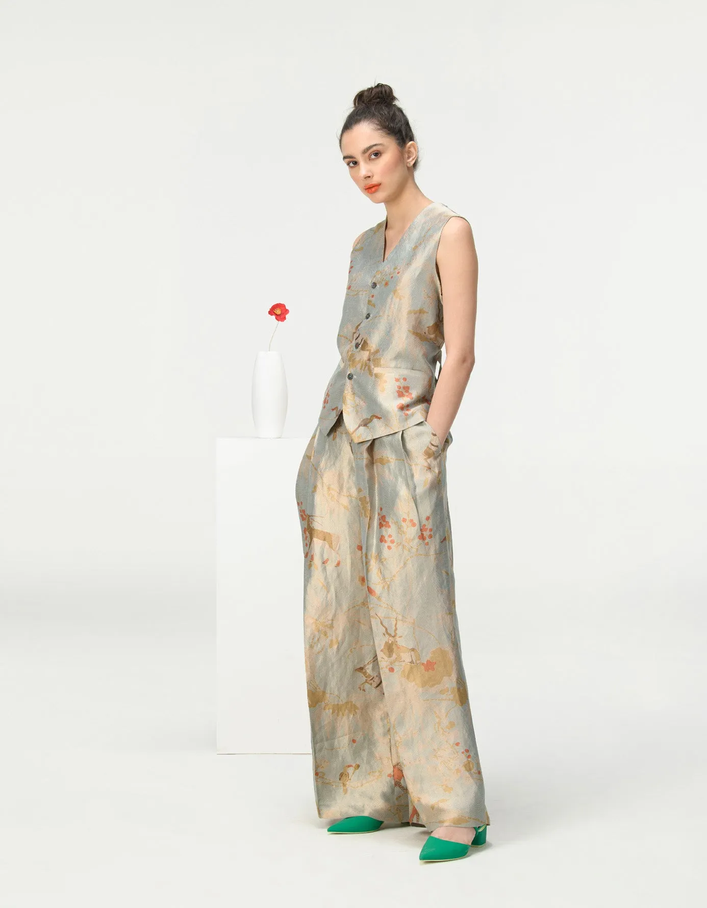 Palazzo Silk Brocade Ice Blue