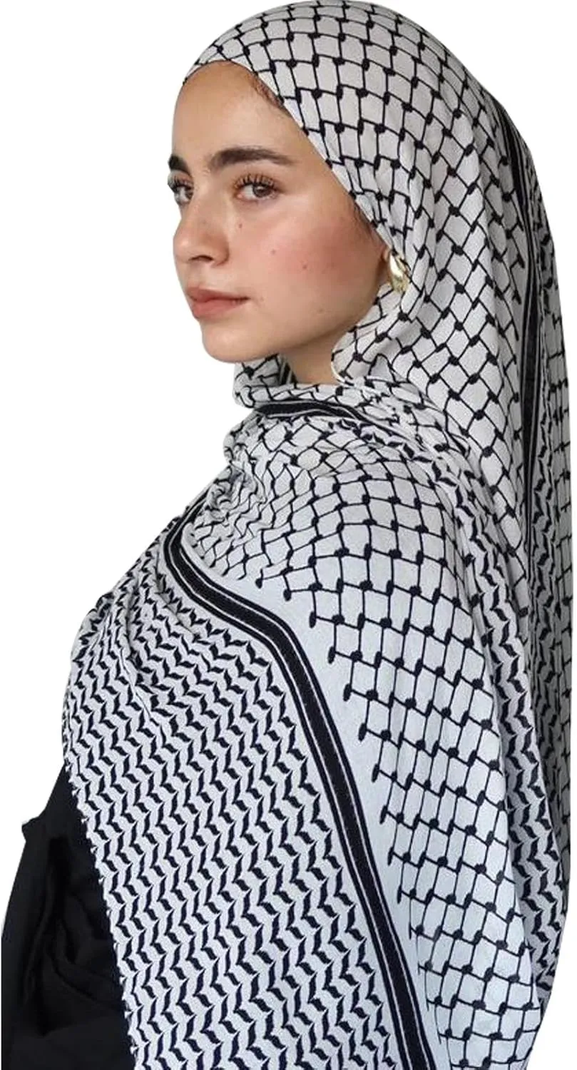 Palestine Scarf - Arab Soft Hijab Bandana 70.87x27.56 Inch | Arab Headscarf | Soft Arab Headscarf | Chiffon
