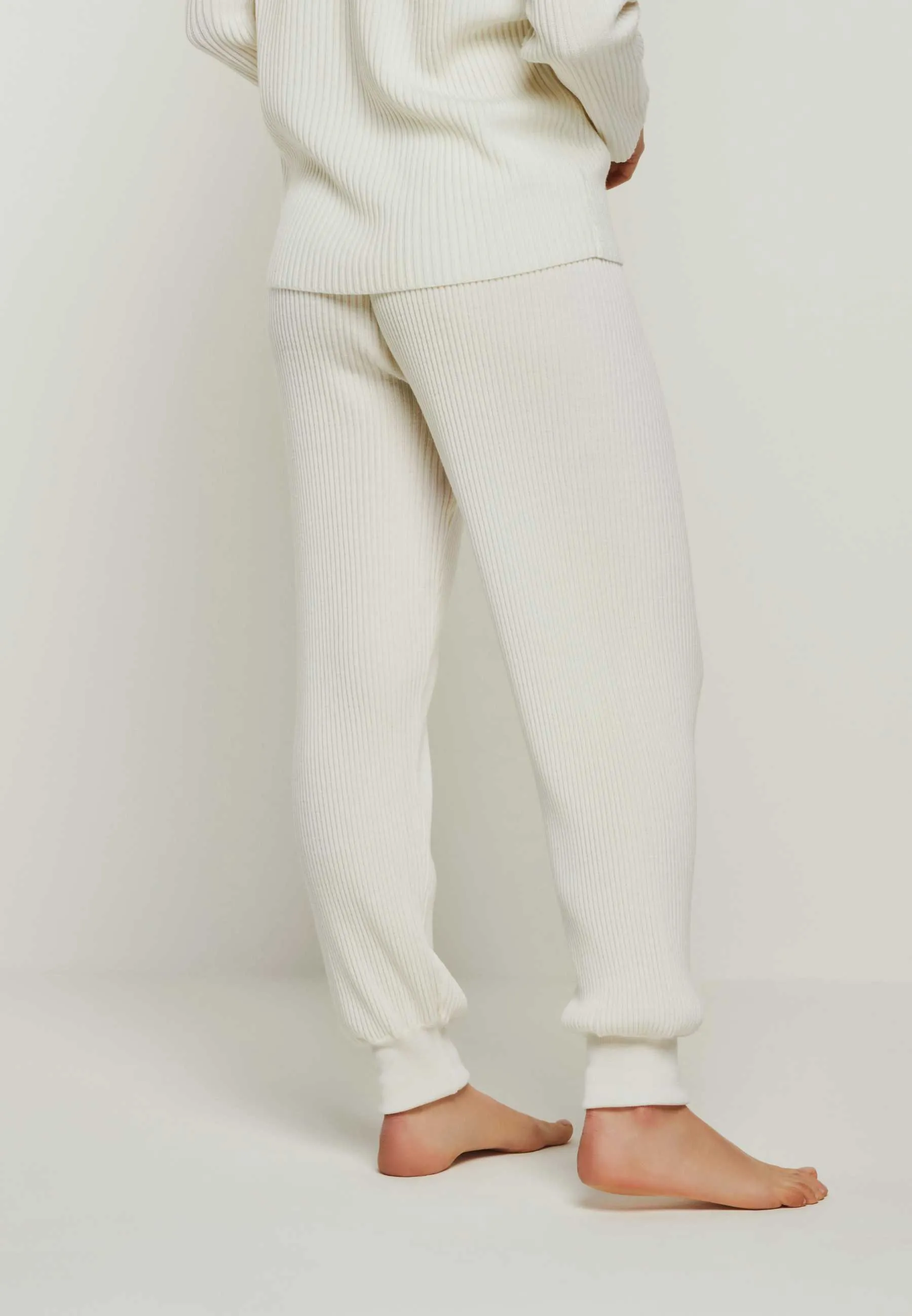 PANTS BLOSSOM - Breit gerippte Merino Strickhose
