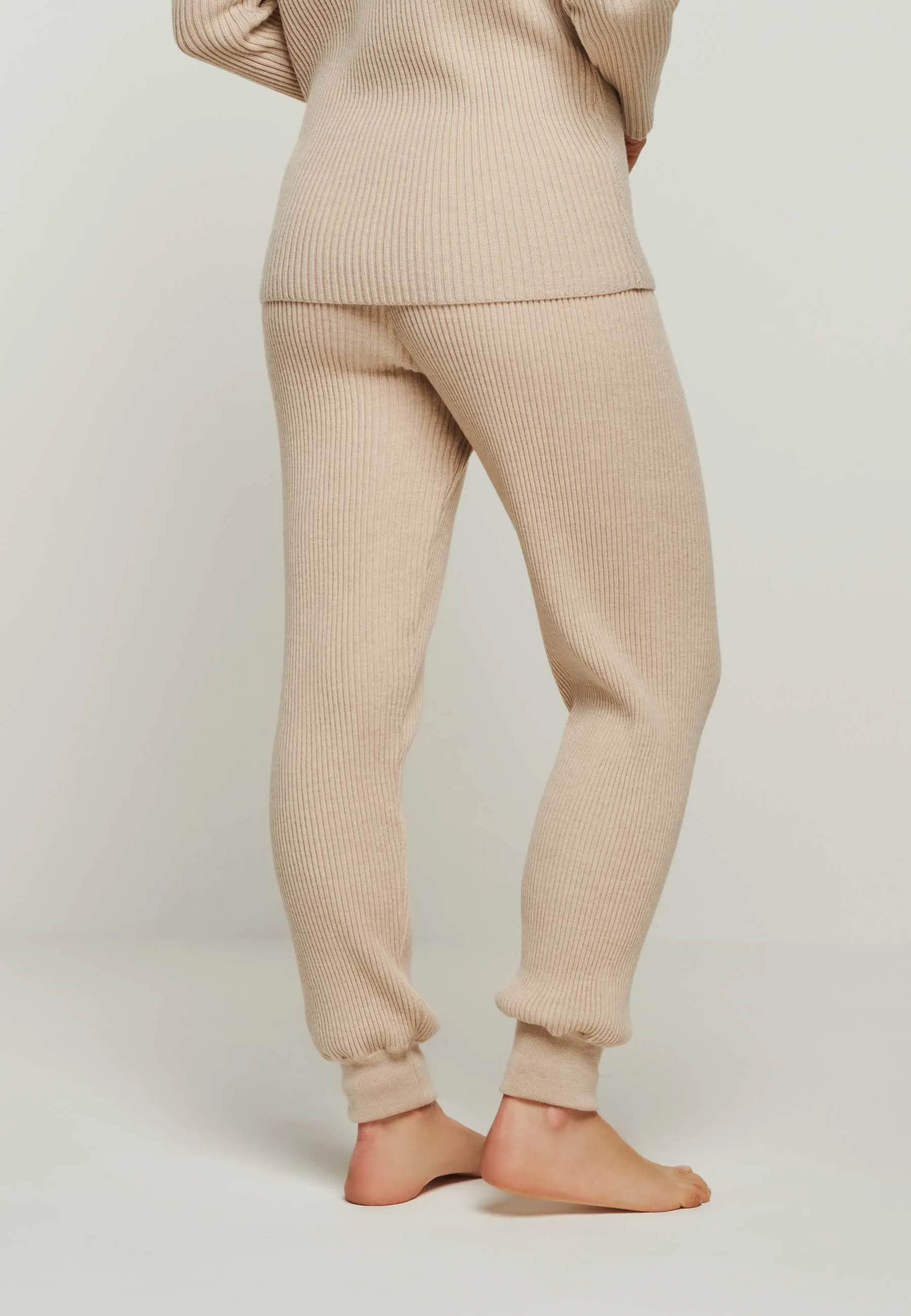 PANTS BLOSSOM - Breit gerippte Merino Strickhose
