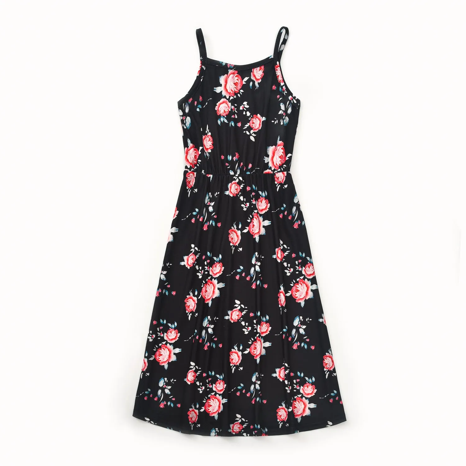 Parent child floral suspender Printed Dress Dress Dress