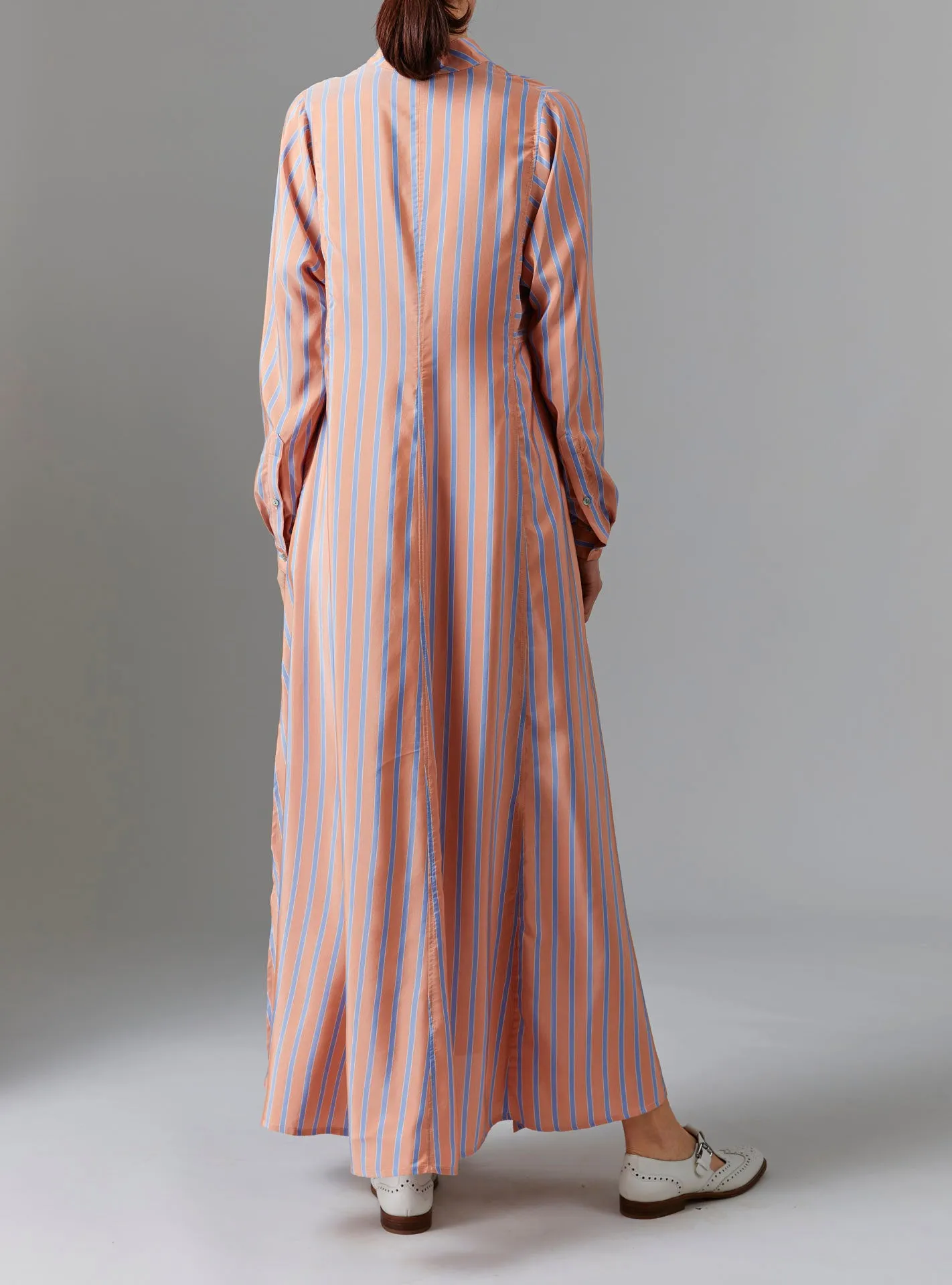Parvati Long Kaftan - Silk Road Stripes - Orange / Blue