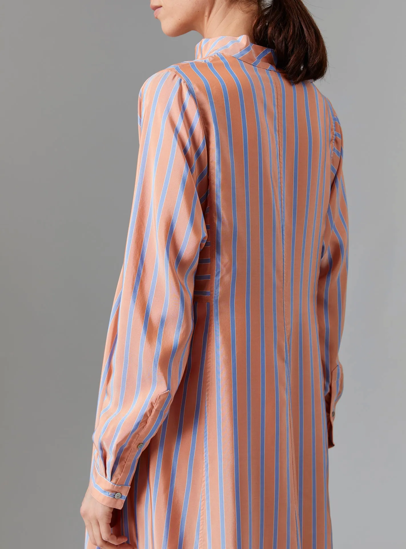 Parvati Long Kaftan - Silk Road Stripes - Orange / Blue