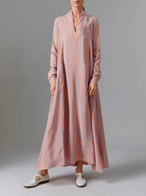Parvati Long Kaftan - Silk Road Stripes - Orange / Blue