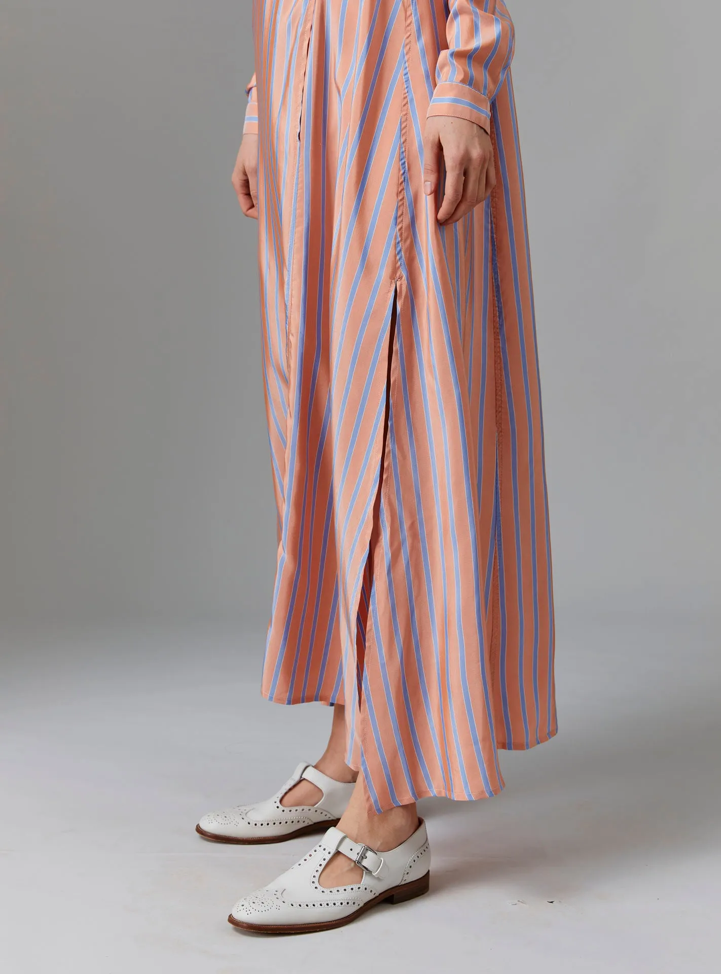 Parvati Long Kaftan - Silk Road Stripes - Orange / Blue
