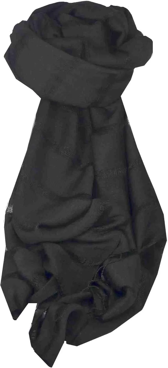 Pashmina & Silk Mens Vietnamese Long Silk Scarf Hue Black
