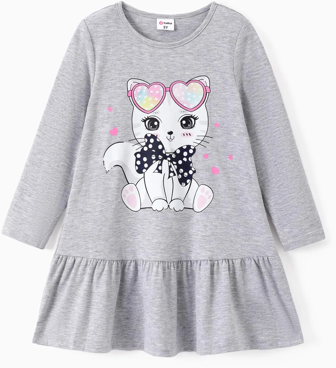 PATPAT Toddler Girls Long Sleeve Dress Skater Casual Prints 3-Pack Dresses Set 2-8 Years