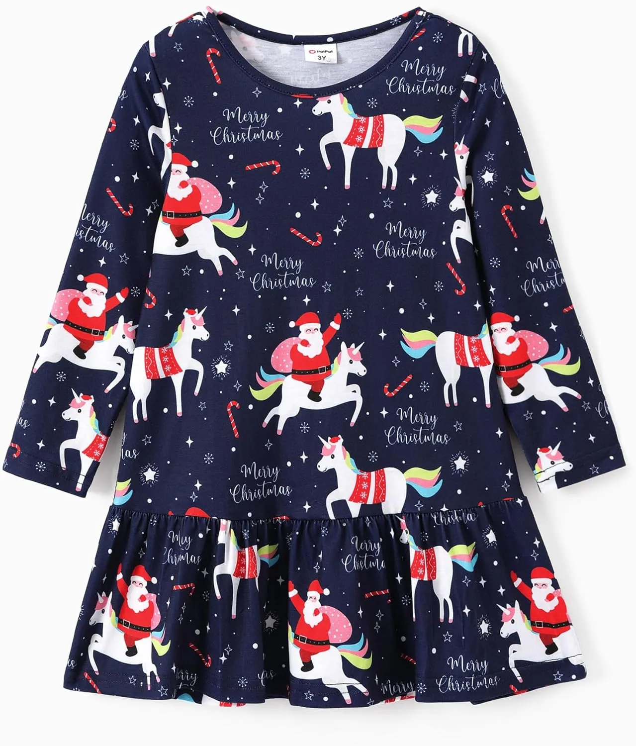 PATPAT Toddler Girls Long Sleeve Dress Skater Casual Prints 3-Pack Dresses Set 2-8 Years