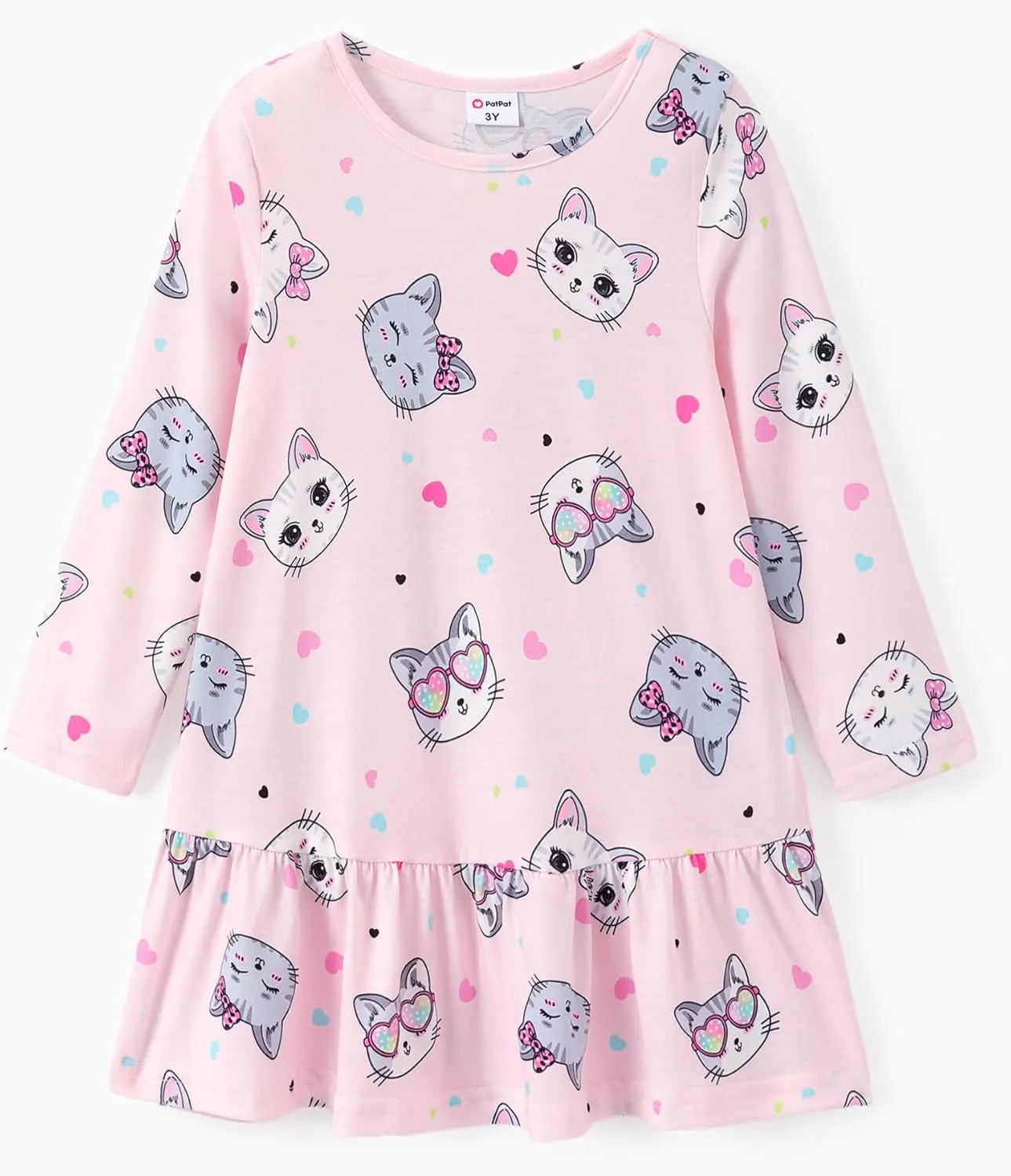 PATPAT Toddler Girls Long Sleeve Dress Skater Casual Prints 3-Pack Dresses Set 2-8 Years