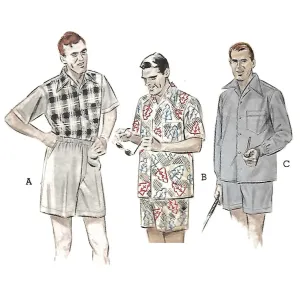 PDF -1950s Pattern, Men's Sport Shirt & Boxer Brief Pyjama Set -  Chest 38” (97cm) - 40” (102cm) - Instantly  Print at Home