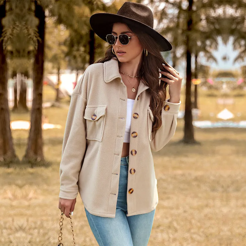 PEOPLETERRITORY New  Hot Trade New  Women's Clothing Autumn and Winter New Thickened Fleece Cardigan Jacket