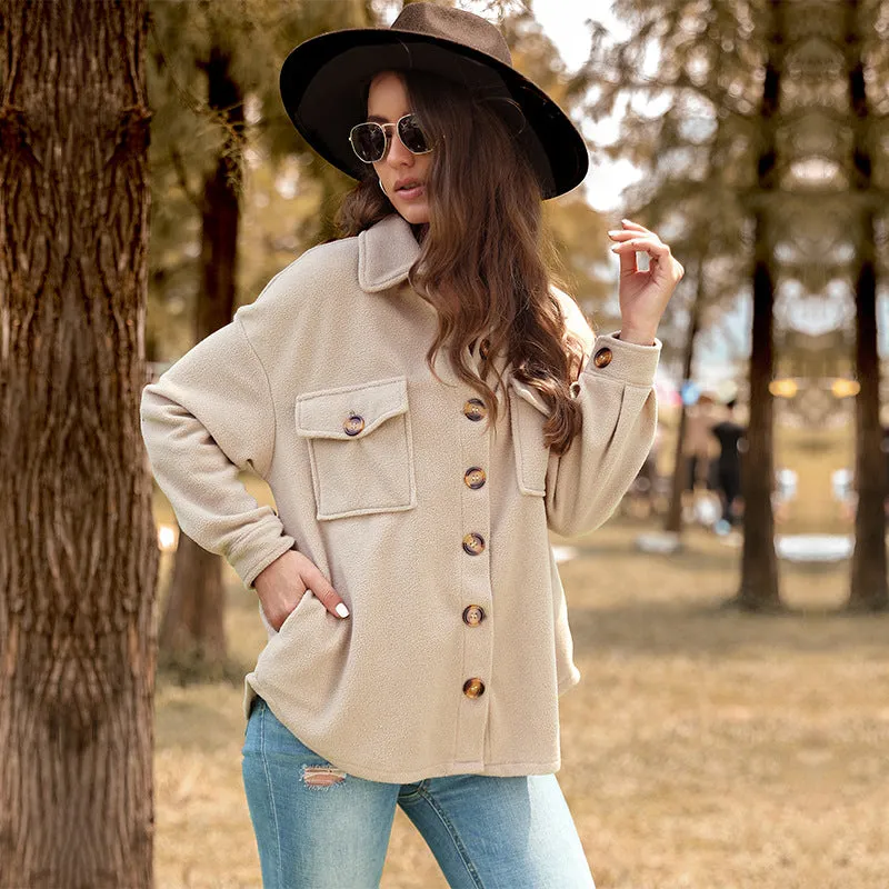 PEOPLETERRITORY New  Hot Trade New  Women's Clothing Autumn and Winter New Thickened Fleece Cardigan Jacket