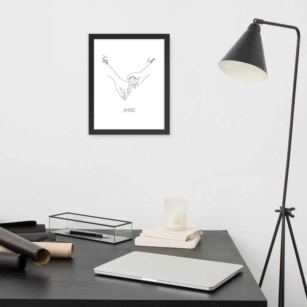 Personalized Couple’s Hand-In-Hand Framed Artwork - A Timeless Memento