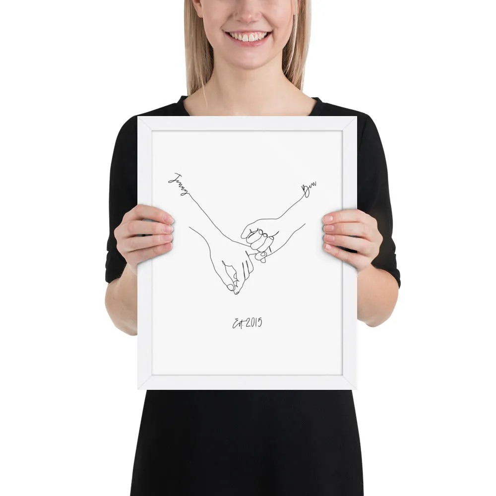 Personalized Couple’s Hand-In-Hand Framed Artwork - A Timeless Memento