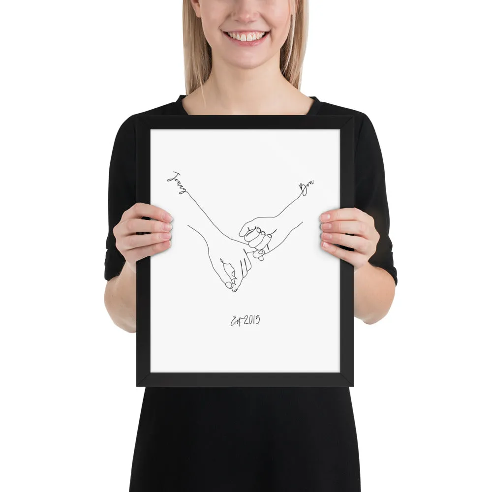 Personalized Couple’s Hand-In-Hand Framed Artwork - A Timeless Memento