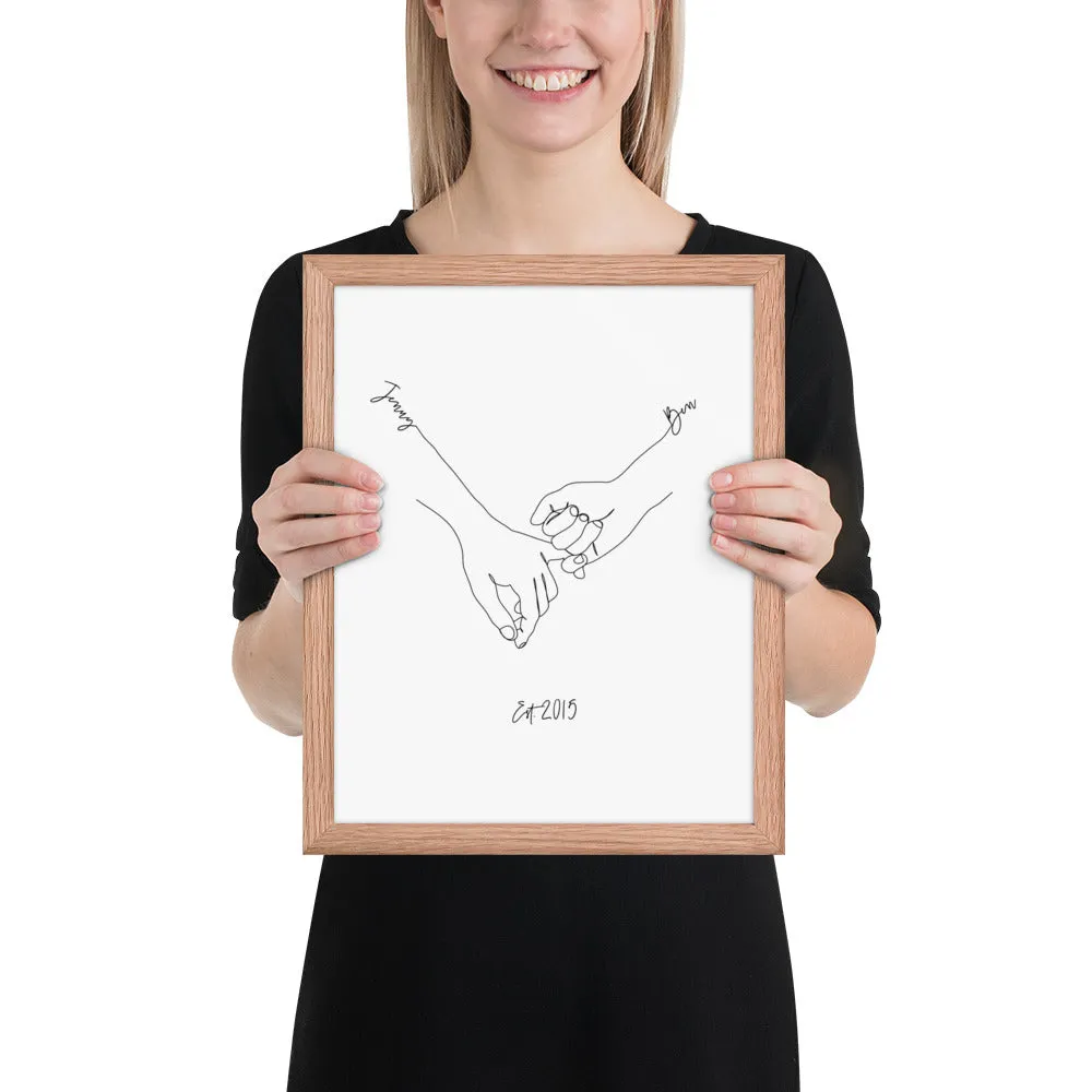 Personalized Couple’s Hand-In-Hand Framed Artwork - A Timeless Memento