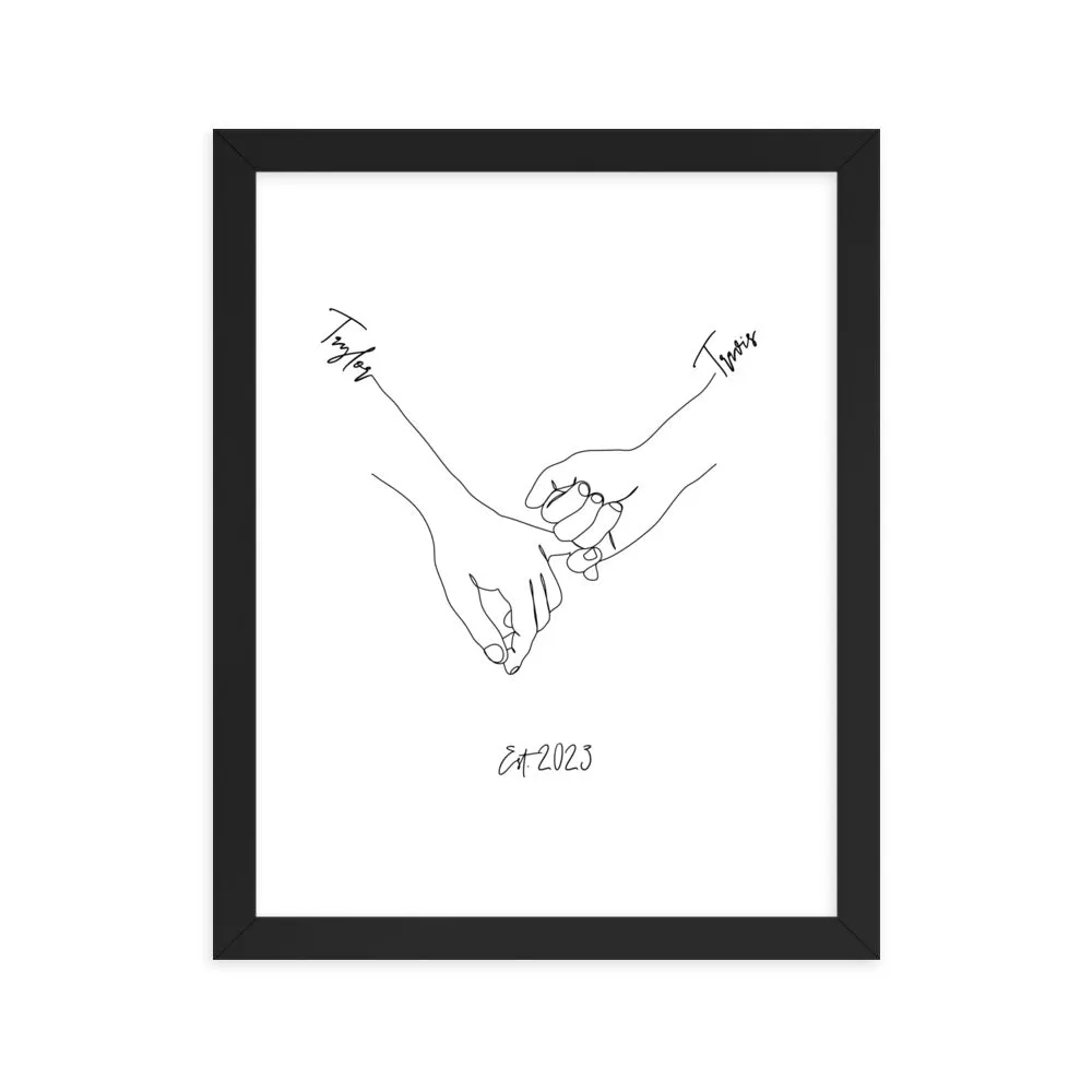 Personalized Couple’s Hand-In-Hand Framed Artwork - A Timeless Memento