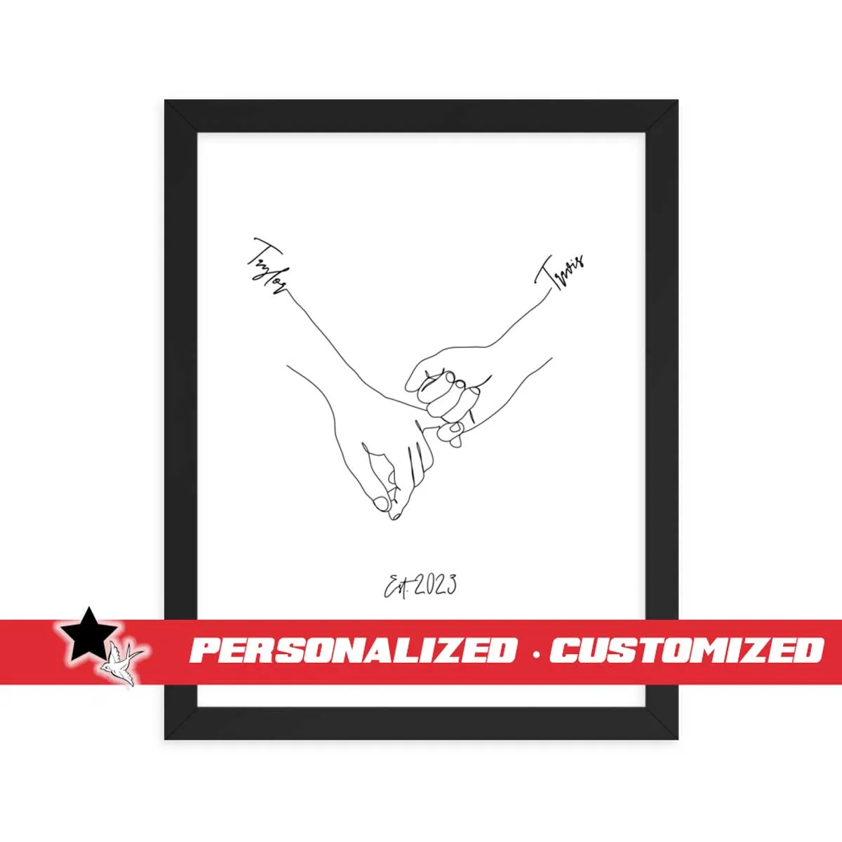 Personalized Couple’s Hand-In-Hand Framed Artwork - A Timeless Memento