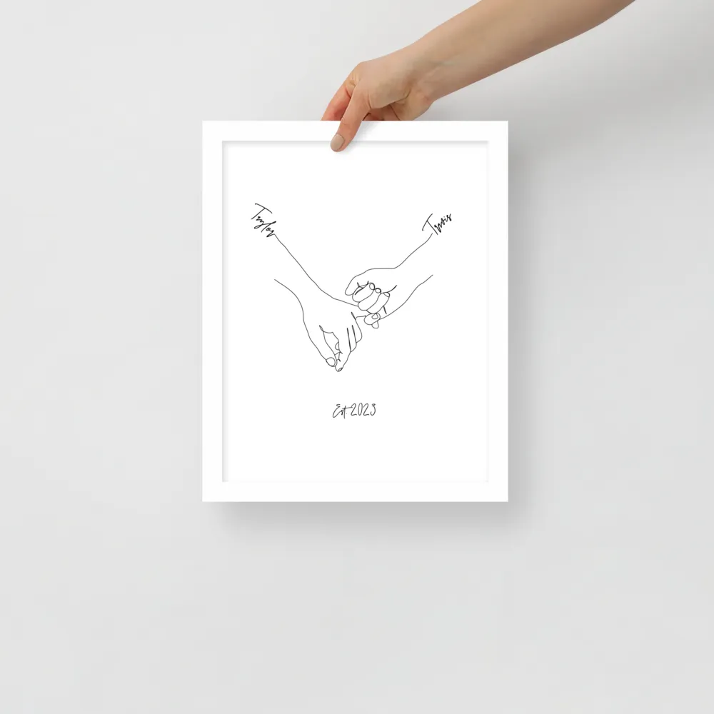 Personalized Couple’s Hand-In-Hand Framed Artwork - A Timeless Memento
