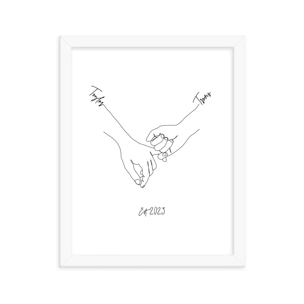Personalized Couple’s Hand-In-Hand Framed Artwork - A Timeless Memento