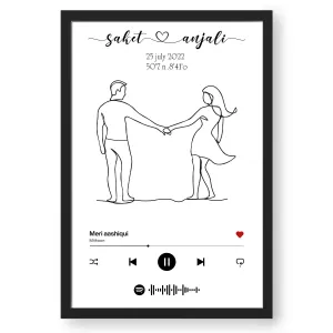 Personalized Couple’s Line Art With Spotify Code