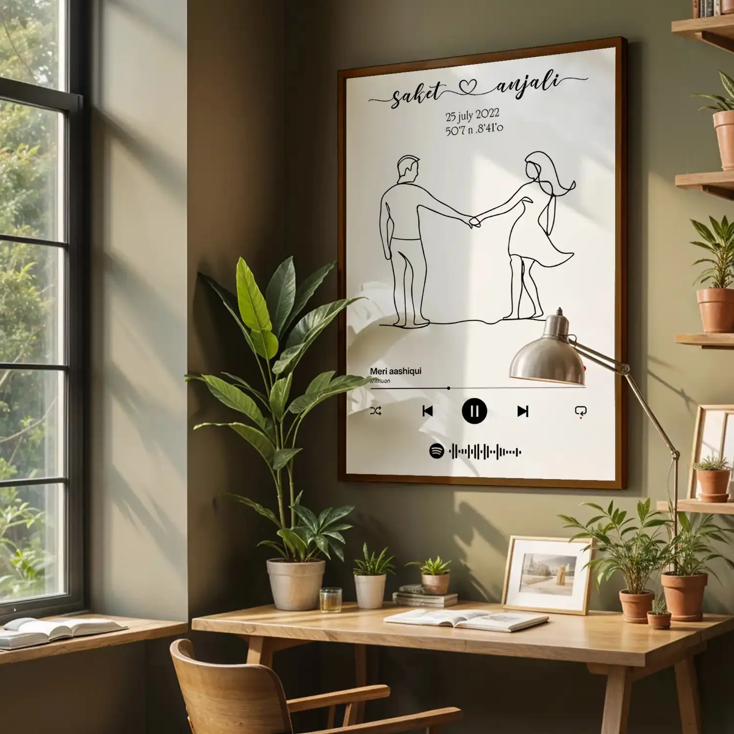 Personalized Couple’s Line Art With Spotify Code