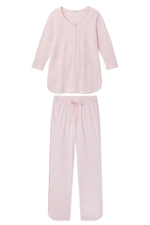 Pima Maternity Long-Long Set in English Rose Stripe