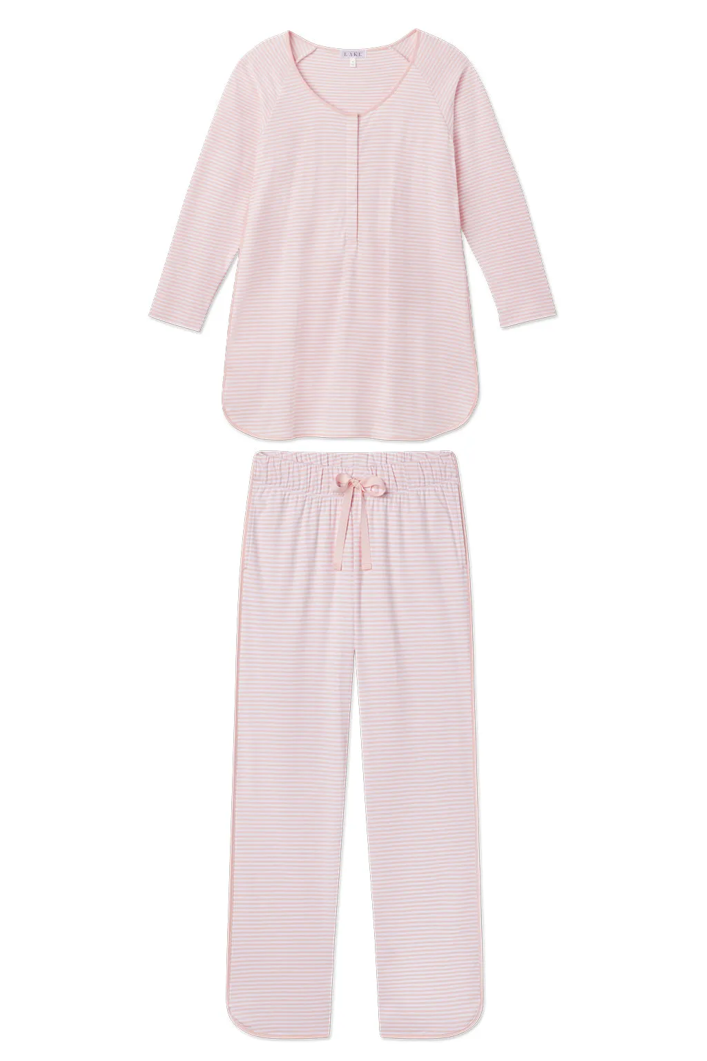 Pima Maternity Long-Long Set in English Rose Stripe