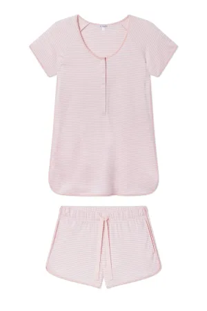 Pima Maternity Shorts Set in English Rose Stripe
