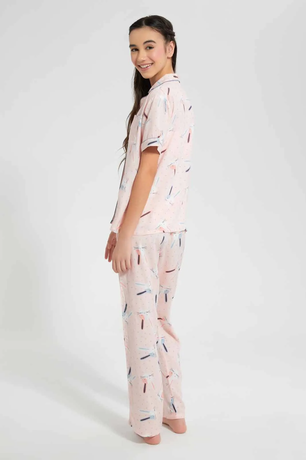 Pink Bunny Pajama Set (2 Piece)