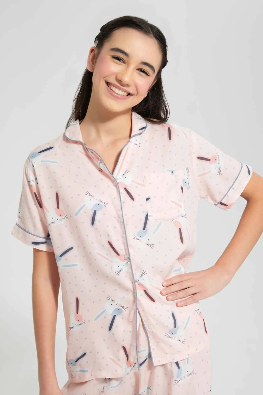 Pink Bunny Pajama Set (2 Piece)