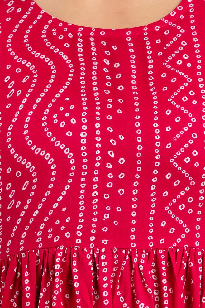Pink Cotton Printed Maternity Baby feeding kurta