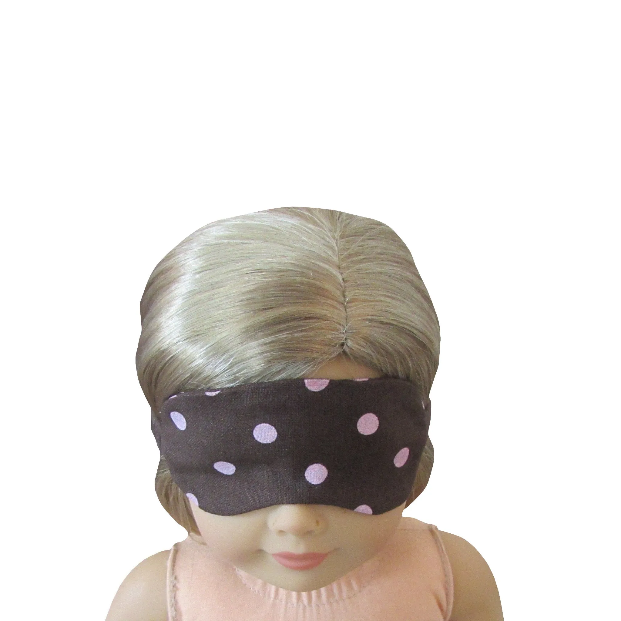 Pink Dots on Brown Doll Sleep Mask for 18-inch dolls