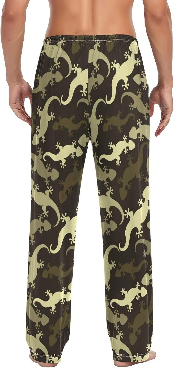 Plaaee Mens Sleep Pajama Pants Set Bottoms Lizards Geckos Fleece Lounge Sleepwear PJs S