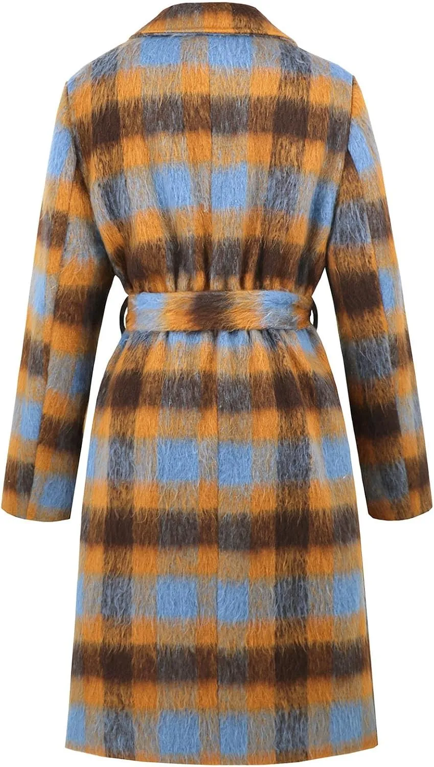 Plaid Cardigans for Women Buffalo Plaid Long Plaid Shirt Coat Tartan Shacket Open Front Sweater Cardigan with Pockets