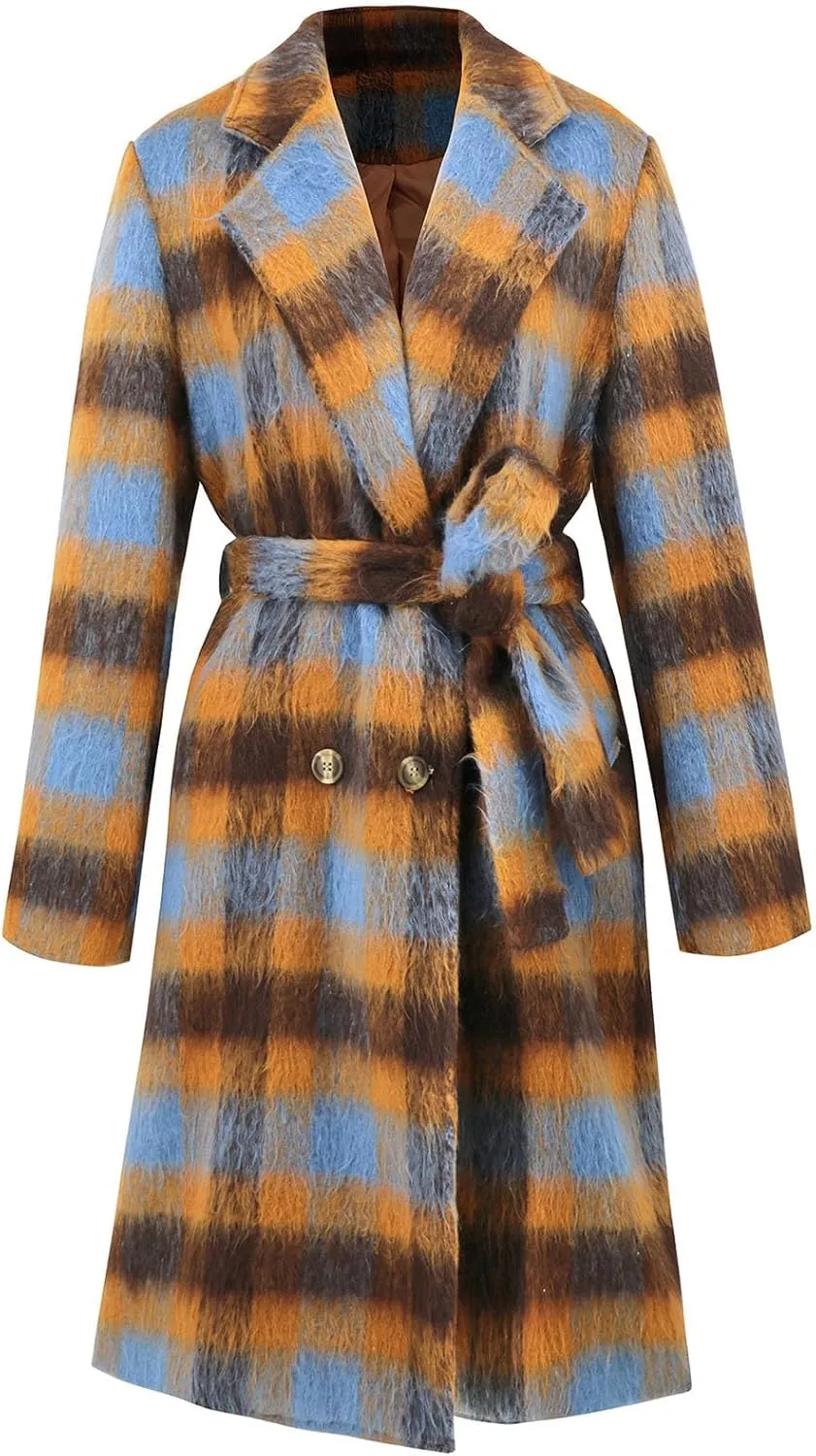 Plaid Cardigans for Women Buffalo Plaid Long Plaid Shirt Coat Tartan Shacket Open Front Sweater Cardigan with Pockets