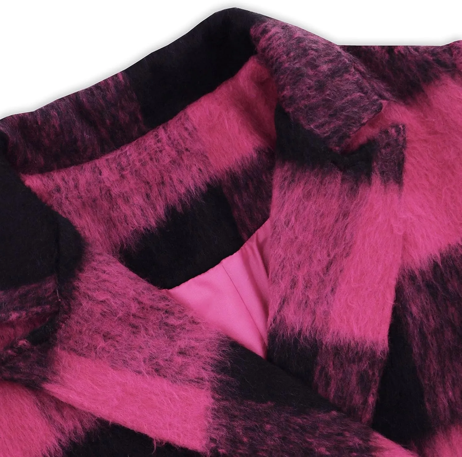 Plaid Cardigans for Women Plaid Wool Trench Coat Shacket Lapel Button Down Woolen Blend Tartan Over Shirt Trench Coat