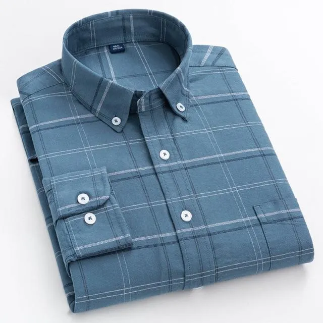 Plaid Oxford Long Sleeve Check Patterned Shirts