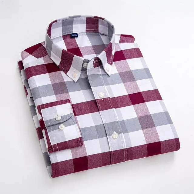 Plaid Oxford Long Sleeve Check Patterned Shirts