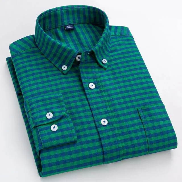 Plaid Oxford Long Sleeve Check Patterned Shirts