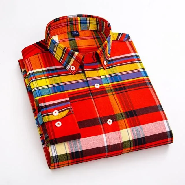 Plaid Oxford Long Sleeve Check Patterned Shirts