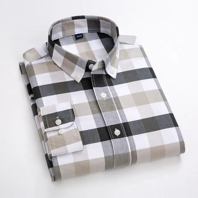 Plaid Oxford Long Sleeve Check Patterned Shirts