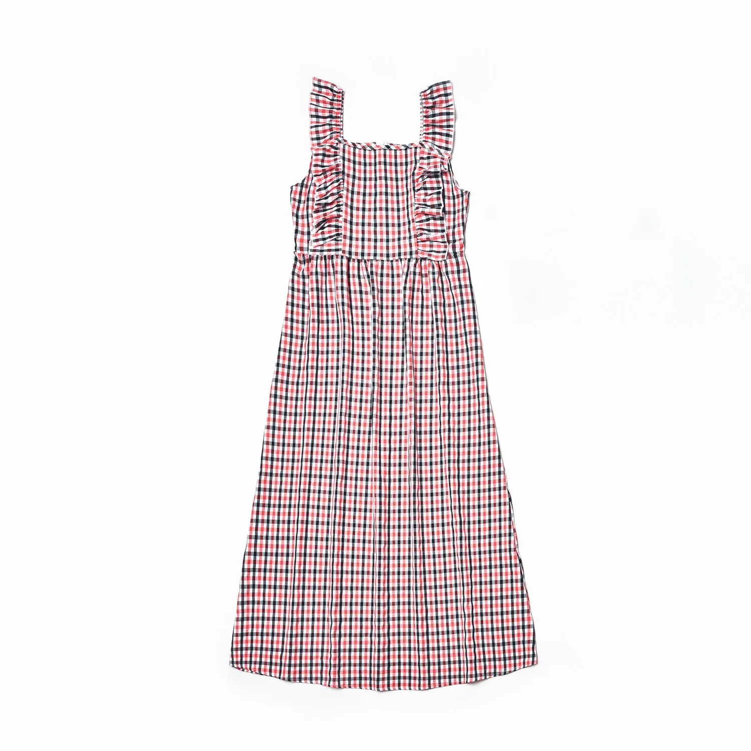 Plaid printed off-the-shoulder dress parent-child dress